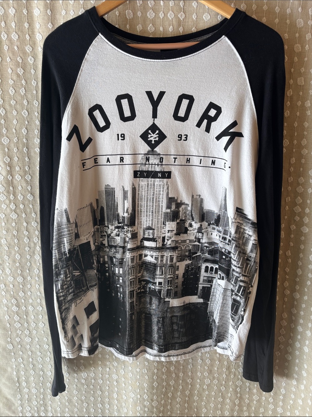 Zoo York Black and White Cityscape Raglan Long Sleeve